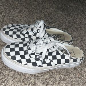 Black and white checkerboard mules